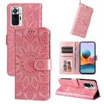 For Xiaomi Redmi Note 10 Pro / Note 10 Pro Max Embossed Sunflower Leather Phone Case(Pink)