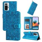 For Xiaomi Redmi Note 10 Pro / Note 10 Pro Max Embossed Sunflower Leather Phone Case(Blue)