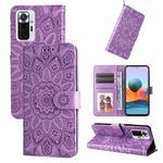 For Xiaomi Redmi Note 10 Pro / Note 10 Pro Max Embossed Sunflower Leather Phone Case(Purple)