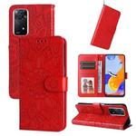 For Xiaomi Redmi Note 11 Pro 5G Embossed Sunflower Leather Phone Case(Red)