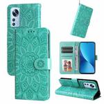 For Xiaomi 12 Lite Embossed Sunflower Leather Phone Case(Green)