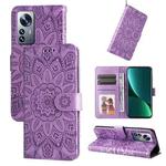 For Xiaomi 12 Pro Embossed Sunflower Leather Phone Case(Purple)