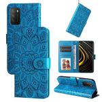 For Xiaomi Poco M3 / Redmi 9T / Redmi 9 Power Embossed Sunflower Leather Phone Case(Blue)