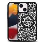 For iPhone 14 Leather Texture MagSafe Magnetic Phone Case (Black Leopard)