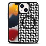For iPhone 14 Leather Texture MagSafe Magnetic Phone Case (Houndstooth)