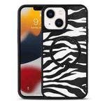 For iPhone 14 Plus Leather Texture MagSafe Magnetic Phone Case (Zebra-stripe)
