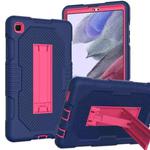 For Samsung Galaxy A7 Lite T220 Contrast Color Robot Shockproof Silicone + PC Tablet Case(Navy Blue Rose)