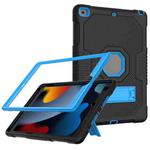 For iPad 10.2 2021 Contrast Color Robot Shockproof Silicone + PC Tablet Case(Black Blue)