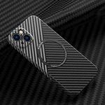 For iPhone 14 Carbon Fiber Texture MagSafe Magnetic Phone Case (Black Silver)