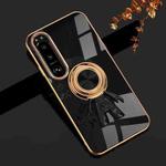 For Sony Xperia 1 IV 6D Plating Astronaut Ring Kickstand Phone Case(Black)