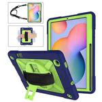 For Samsung Galaxy Tab S6 Lite P610 Contrast Color Robot Silicone + PC Tablet Case(Navy Blue Yellow Green)