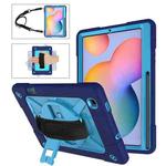 For Samsung Galaxy Tab S6 Lite P610 Contrast Color Robot Silicone + PC Tablet Case(Navy Blue)
