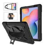 For Samsung Galaxy Tab S6 Lite P610 Contrast Color Robot Silicone + PC Tablet Case(Black)