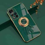 For Xiaomi Redmi Note 11 5G 6D Plating Astronaut Ring Kickstand Phone Case(Night Green)