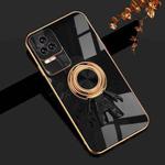 For Xiaomi Redmi K40S 6D Plating Astronaut Ring Kickstand Phone Case(Black)