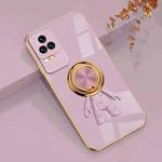 For Xiaomi Redmi K40S 6D Plating Astronaut Ring Kickstand Phone Case(Light Purple)