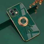 For Xiaomi Mi 11 Lite 6D Plating Astronaut Ring Kickstand Phone Case(Night Green)