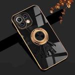 For Xiaomi Mi 11 Lite 6D Plating Astronaut Ring Kickstand Phone Case(Black)