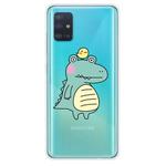 For Galaxy A51 Lucency Painted TPU Protective(Bird Crocodile)