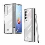 For Samsung Galaxy Z Fold4 Full Body Electroplating Hinge Phone Case with Pen Slot(Silver)