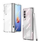 For Samsung Galaxy Z Fold4 Full Body Electroplating Hinge Phone Case with Pen Slot(Transparent)