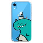 For iPhone XR Transparent Painted TPU Protective Phone Case(Crown Dinosaur)