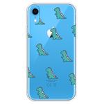 For iPhone XR Transparent Painted TPU Protective Phone Case(Mini Dinosaur)