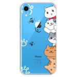 For iPhone XR Transparent Painted TPU Protective Phone Case(Meow Meow)