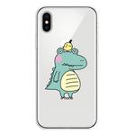 For iPhone XS Lucency Painted TPU Protective(Bird Crocodile)