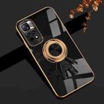 For Xiaomi Redmi Note 11 Pro 4G 6D Plating Astronaut Ring Kickstand Phone Case(Black)