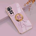 For Xiaomi Redmi Note 11 4G 6D Plating Astronaut Ring Kickstand Phone Case(Light Purple)
