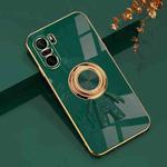 For Xiaomi Redmi K40 6D Plating Astronaut Ring Kickstand Phone Case(Night Green)