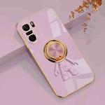 For Xiaomi Redmi K40 6D Plating Astronaut Ring Kickstand Phone Case(Light Purple)