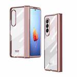 For Samsung Galaxy Z Fold4 Full Body Electroplating Hinge Phone Case(Rose Gold)