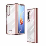 For Samsung Galaxy Z Fold4 Full Body Integrated Electroplating Hinge Phone Case(Rose Gold)