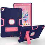 Contrast Color Robot Silicone + PC Tablet Case For iPad 6 / iPad Pro 9.7 2016(Navy Blue + Rose Red)