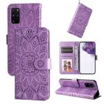 For Samsung Galaxy S20+ Embossed Sunflower Leather Phone Case(Purple)