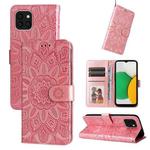 For Samsung Galaxy A03 Global 164mm Embossed Sunflower Leather Phone Case(Pink)
