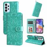 For Samsung Galaxy A23 4G/5G / M23 5G / F23 5G Embossed Sunflower Leather Phone Case(Green)