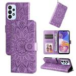 For Samsung Galaxy A23 4G/5G / M23 5G / F23 5G Embossed Sunflower Leather Phone Case(Purple)