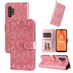 For Samsung Galaxy A32 5G Embossed Sunflower Leather Phone Case(Pink)