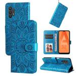 For Samsung Galaxy A32 5G Embossed Sunflower Leather Phone Case(Blue)