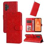 For Samsung Galaxy A32 5G Embossed Sunflower Leather Phone Case(Red)