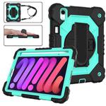 For iPad mini 6 Contrast Color Robot Silicone + PC Tablet Case(Black+Mint)