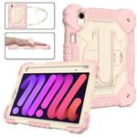 For iPad mini 6 Contrast Color Robot Silicone + PC Tablet Case(Rose Gold+Beige)