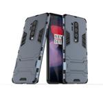 For OnePlus 8 Pro Shockproof PC + TPU Case with Holder(Navy Blue)