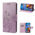 For Motorola Moto E32 Butterfly Flower Pattern Horizontal Flip Leather Phone Case with Card Slot & Holder(Light Purple)