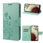 For Samsung Galaxy A03 Butterfly Flower Pattern Horizontal Flip Leather Phone Case with Card Slot & Holder(Green)