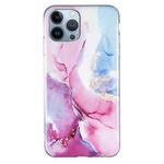 For iPhone 13 Pro IMD Marble Pattern TPU Phone Case (Pink Blue)