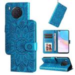 For Honor 50 Lite / Honor X20 Embossed Sunflower Leather Phone Case(Blue)